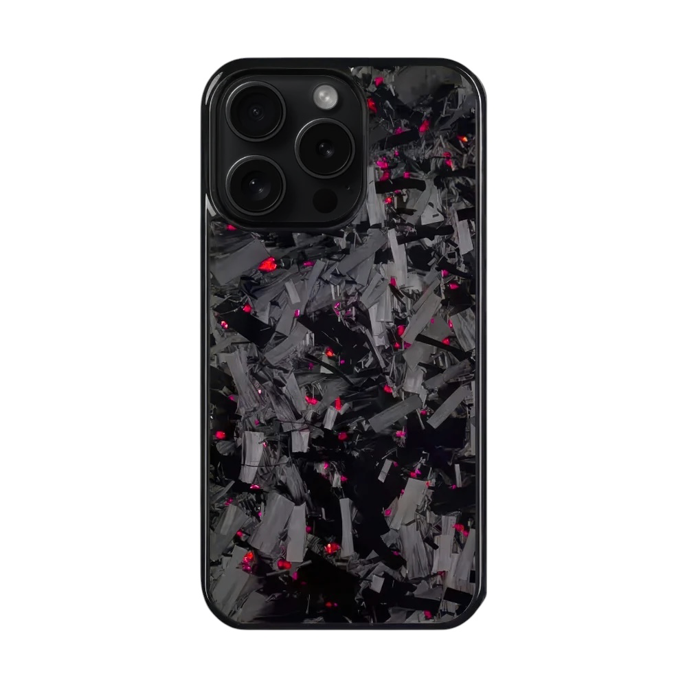 iPhone Large Forged Carbon Case Flakes FLEX |MagSafe| Ruby
