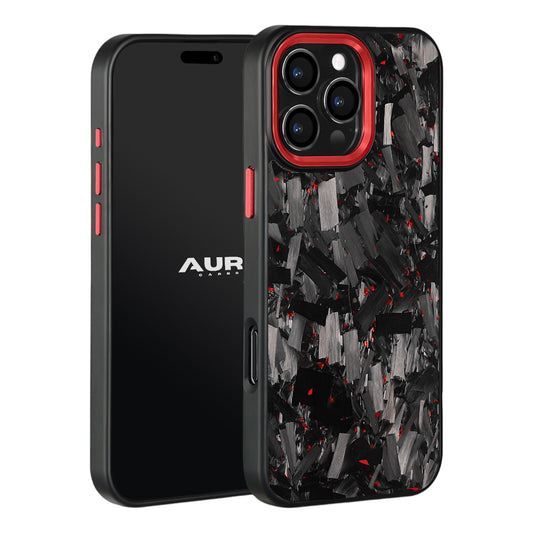 iPhone Large Forged Carbon Flakes Case EVO |MagSafe| Ruby