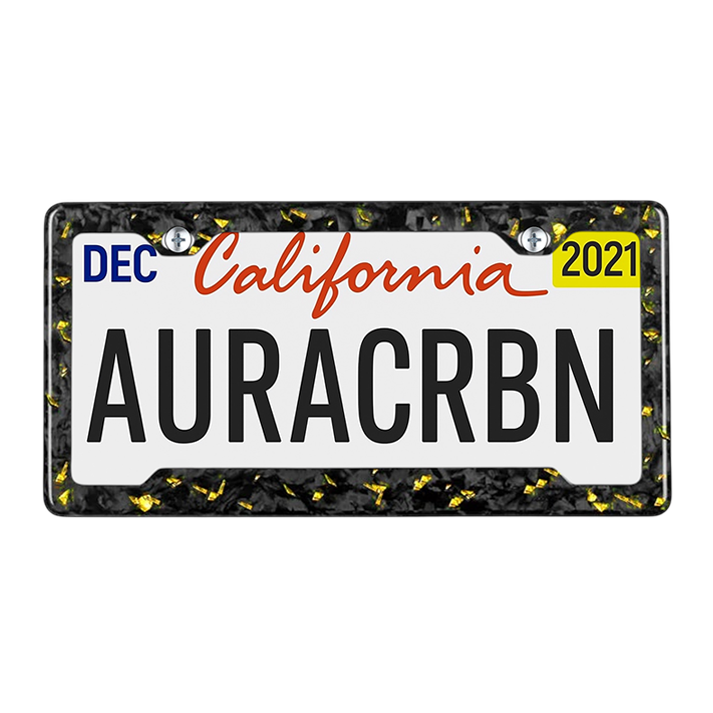 Forged Carbon Car License Plate | Gold