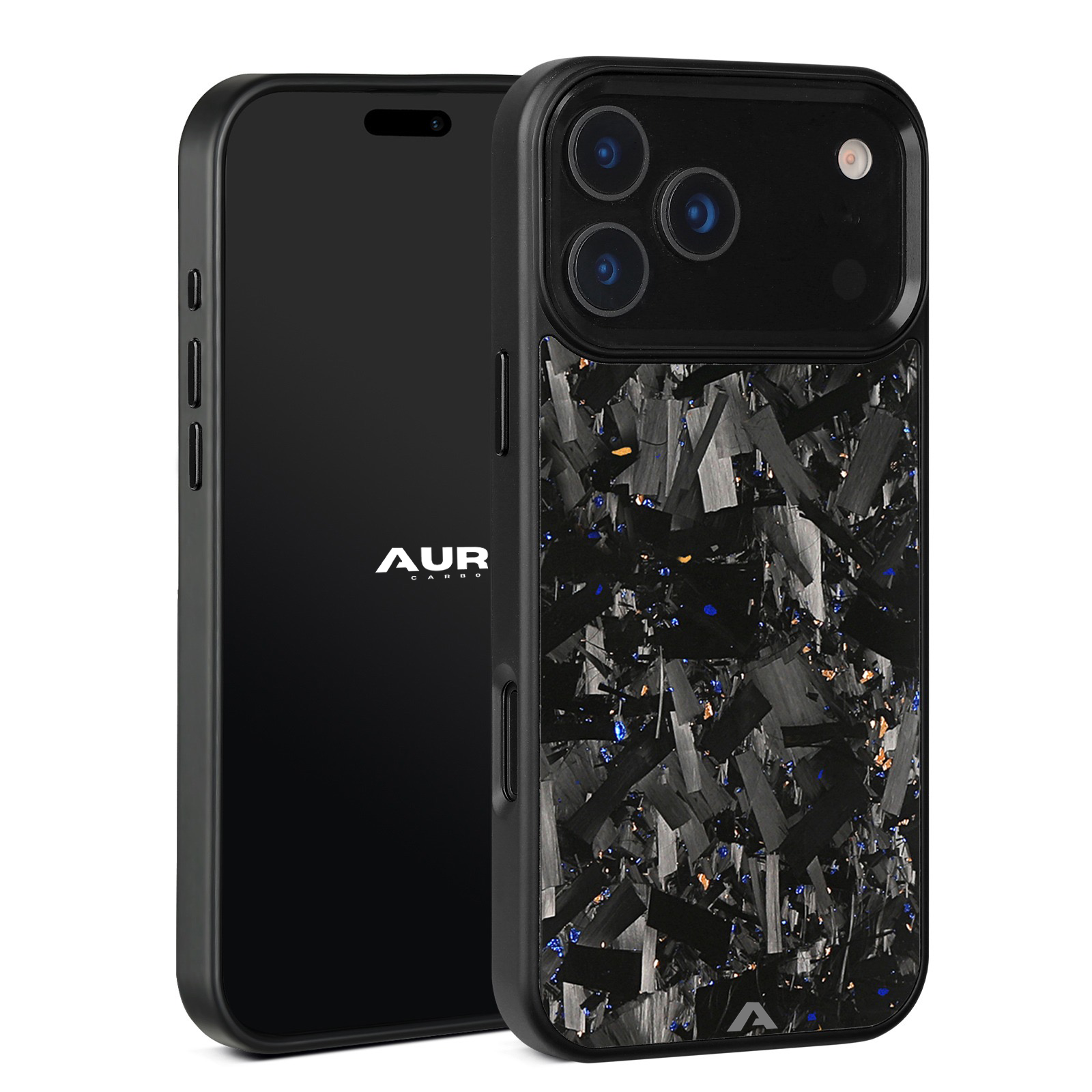 iPhone Large Forged Carbon Flakes Case EVO |MagSafe| Gold&Sapphire