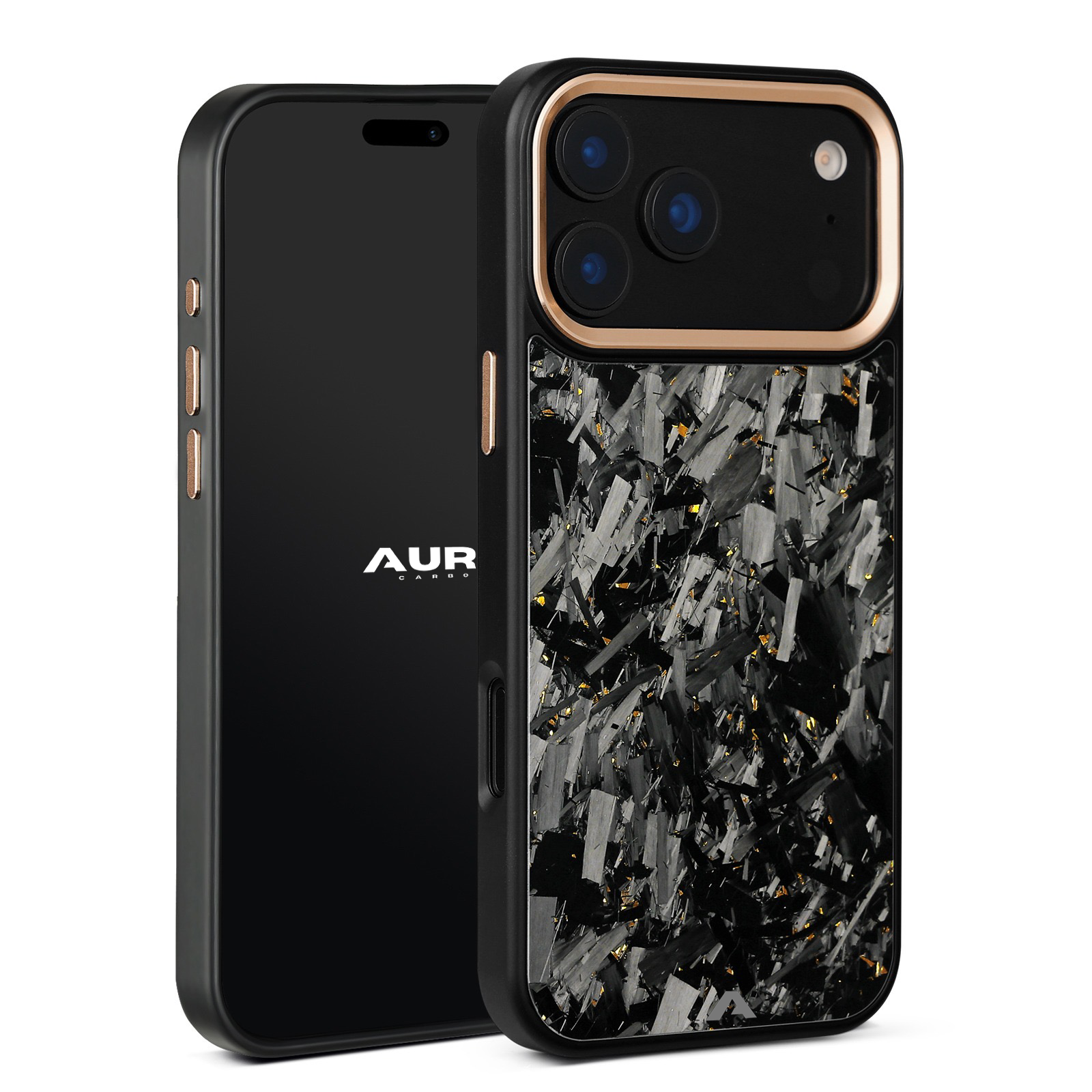 iPhone Large Forged Carbon Flakes Case EVO |MagSafe| Gold