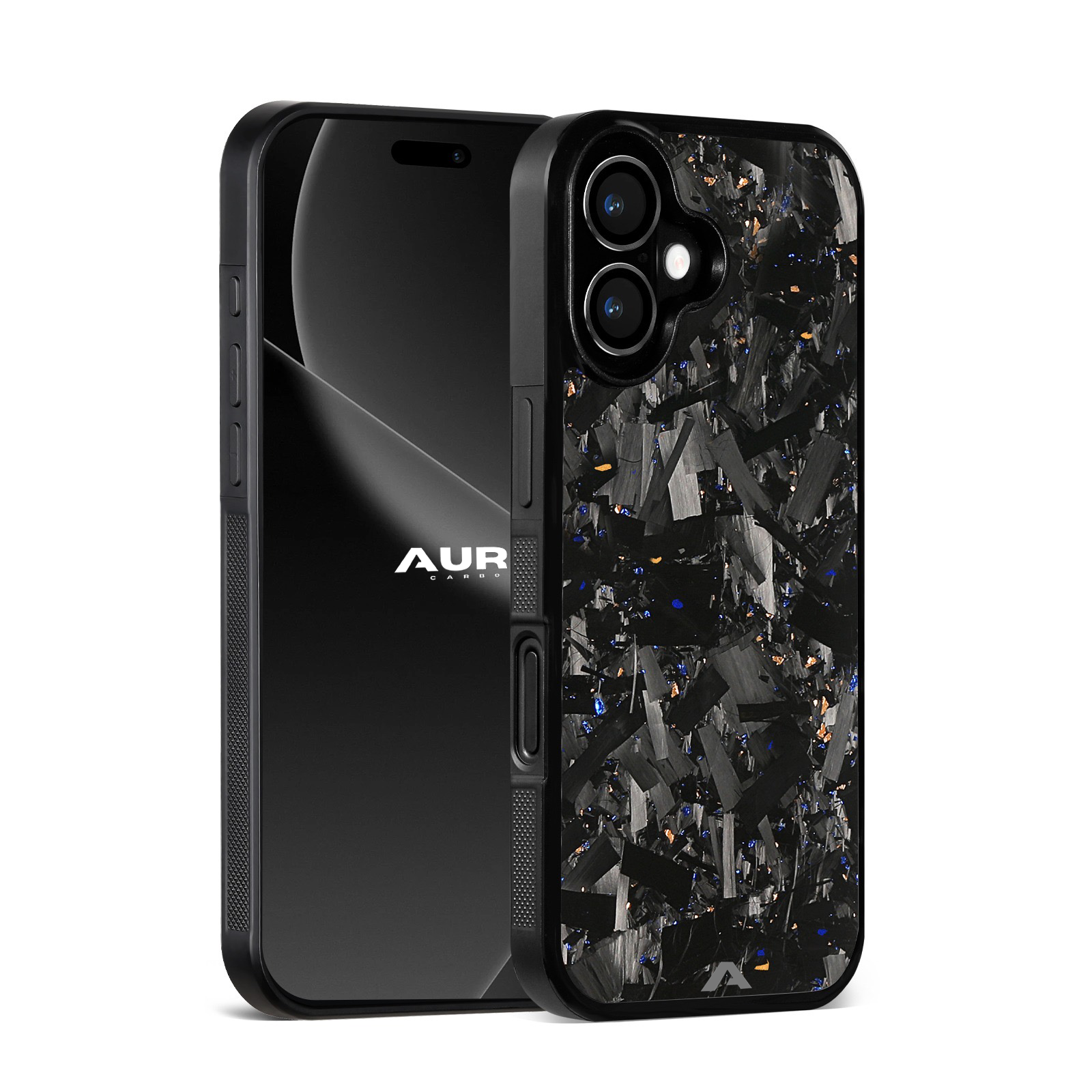 iPhone Large Forged Carbon Flakes Case FLEX |MagSafe| Gold&Sapphire