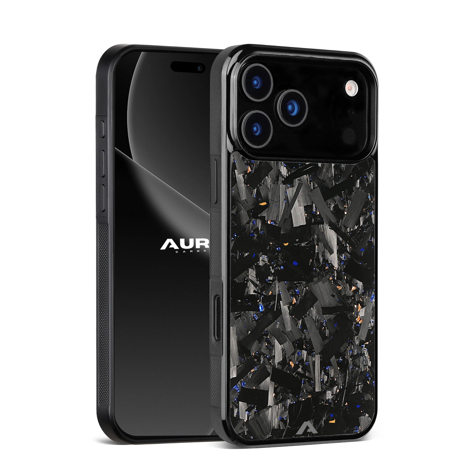 iPhone Large Forged Carbon Flakes Case FLEX |MagSafe| Gold&Sapphire